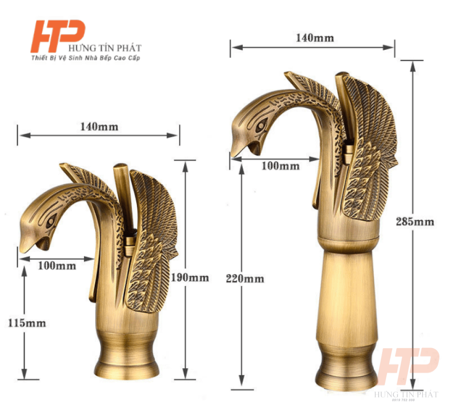 Vòi lavabo mạ Vàng thiên nga HTP 614