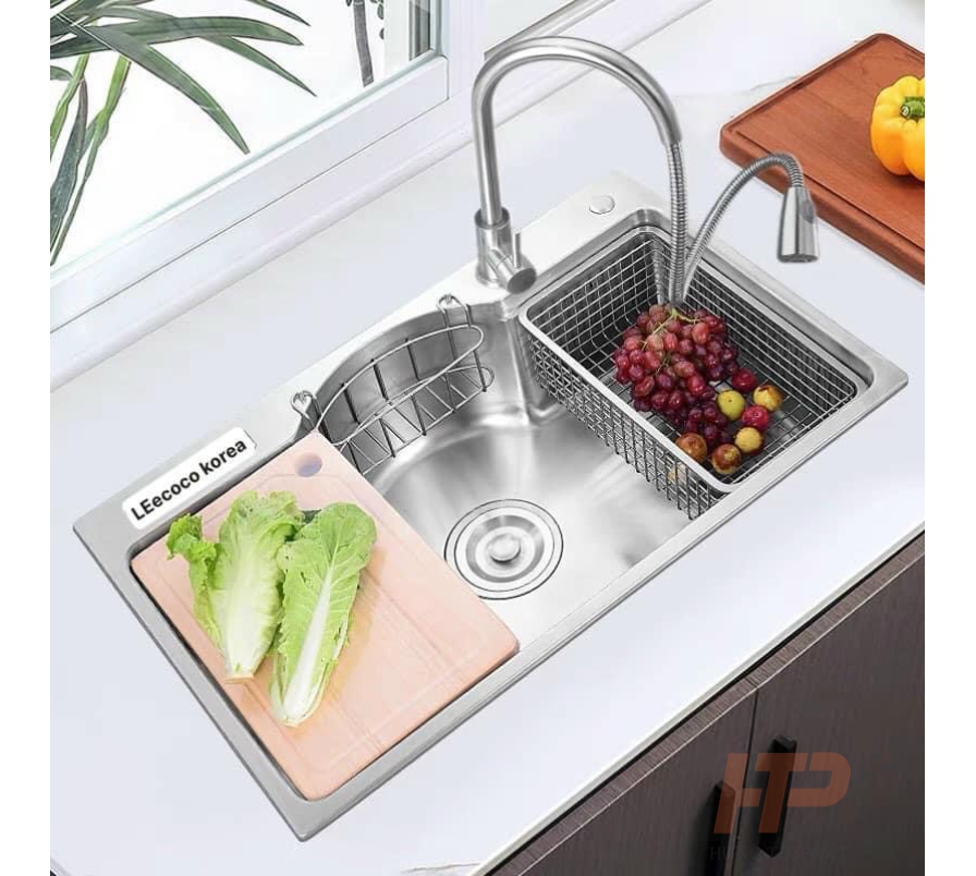 Chậu rửa chén đúc liền khối inox 304 1 ngăn lớn
